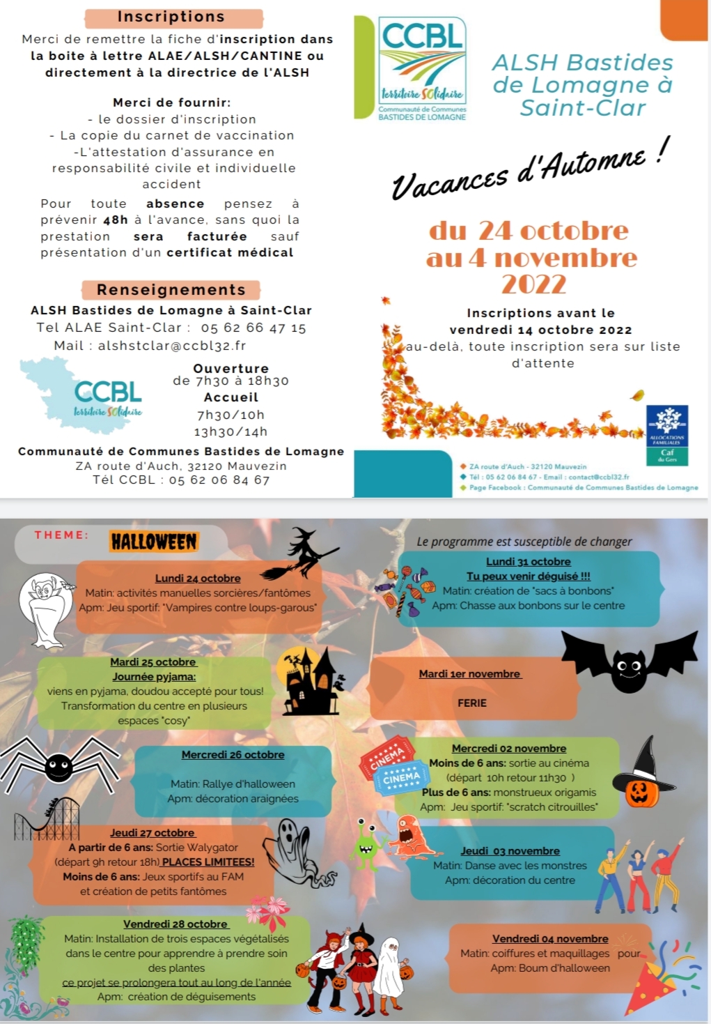 Programme ALSH vacances d'automne photo Programme ALSH vacances d'automne