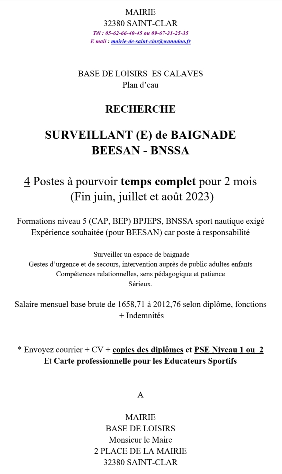 photo Offre d'emploi : surveillant de baignade