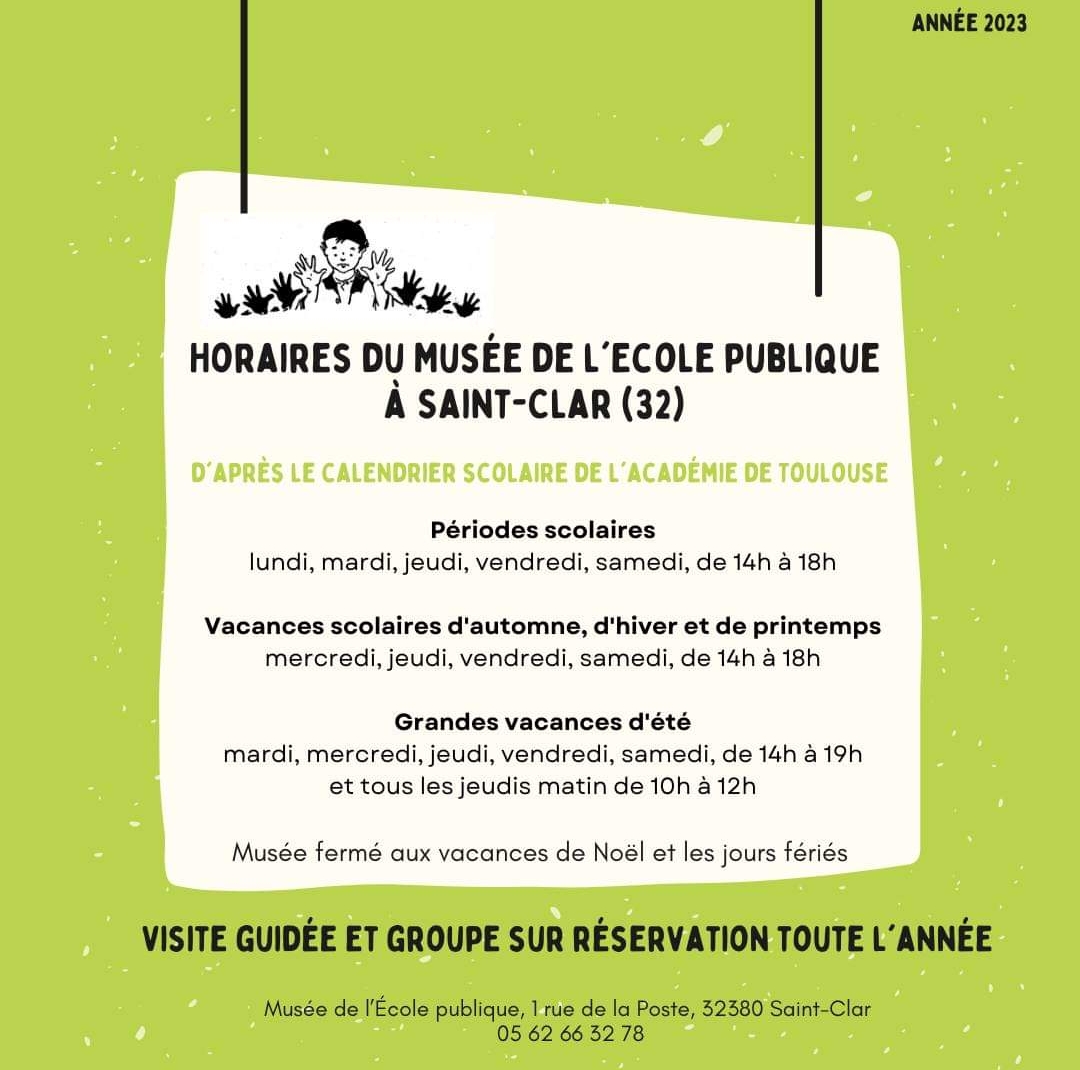 Nouveaux horaires Musée de l'école photo Nouveaux horaires Musée de l'école