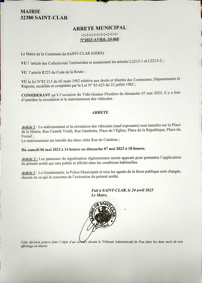 photo Arrêté de stationnement