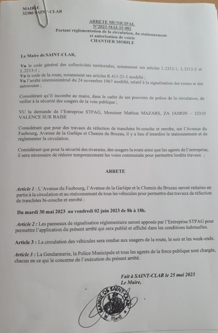 photo ARRETE MUNICIPAL