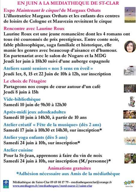 photo PROGRAMME JUIN 2023 MEDIATHEQUE