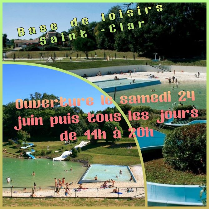 OUVERTURE BASE DE LOISIRS - SAMEDI 24 JUIN 2023 photo OUVERTURE BASE DE LOISIRS - SAMEDI 24 JUIN 2023